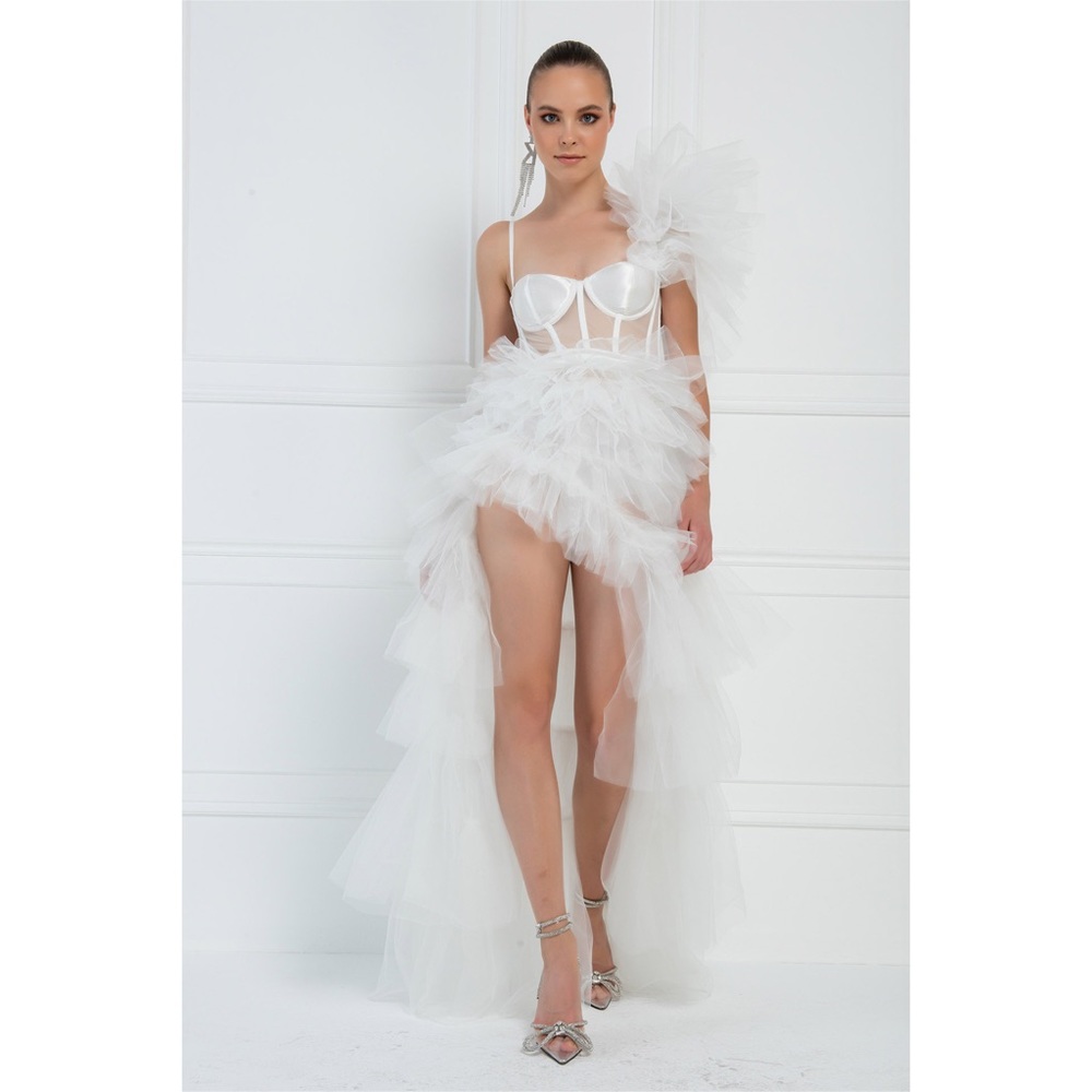 White Up Down Tulle Dress